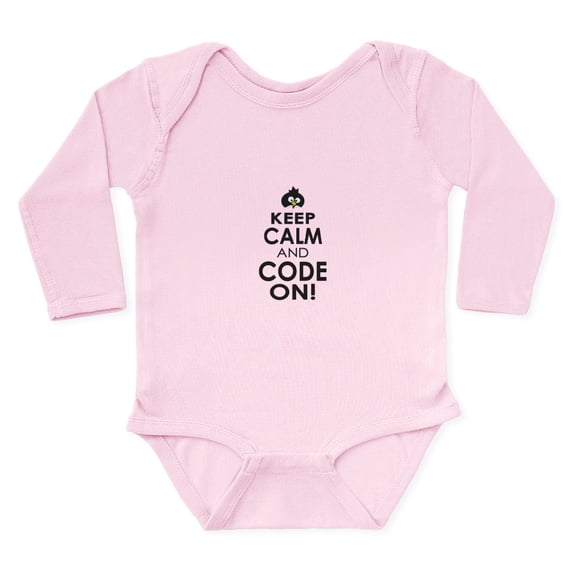 CafePress - Penguin Keep Calm And Code On Body Suit - Long Sleeve Cotton Baby Bodysuit