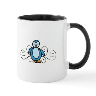 Creature Cups PENGUIN Ceramic Cup (11 Ounce, Ice Blue Exterior