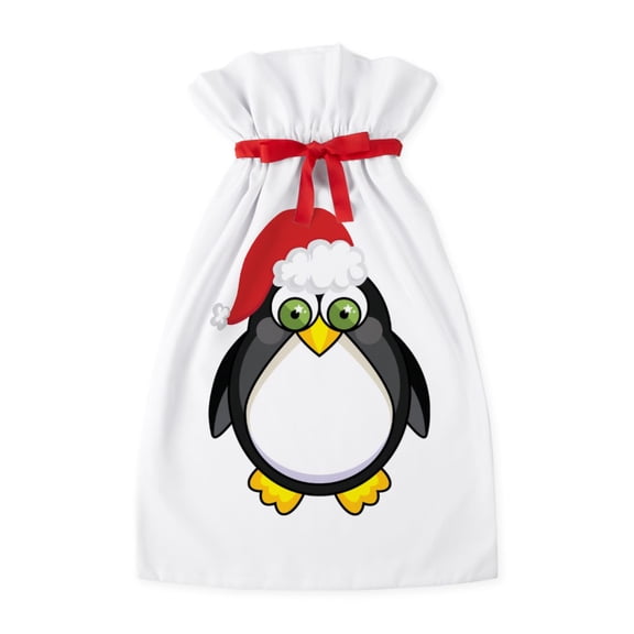 CafePress - Penguin With Santa Hat - Oversized Poly Plush Gift Bag, 21"x32"