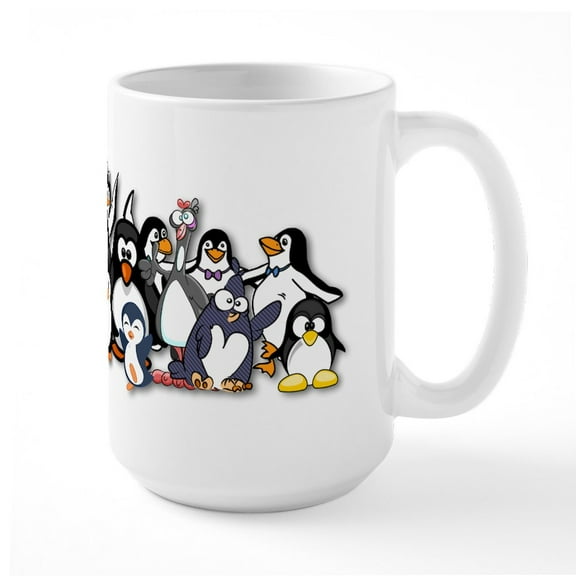 CafePress - Penguins Mugs - 15 oz Ceramic Large White Novelty Mug