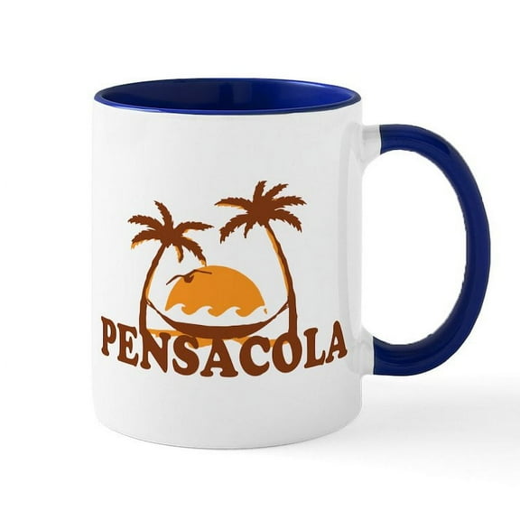 CafePress - Pensacola Beach Palm Trees Design. Mug - 11 oz Ceramic Mug - Novelty Coffee Tea Cup