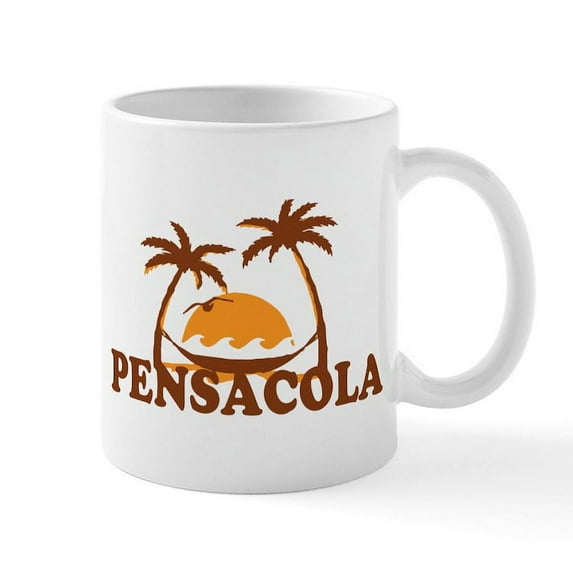 CafePress - Pensacola Beach Palm Trees Design. Mug - 11 oz Ceramic Mug - Novelty Coffee Tea Cup