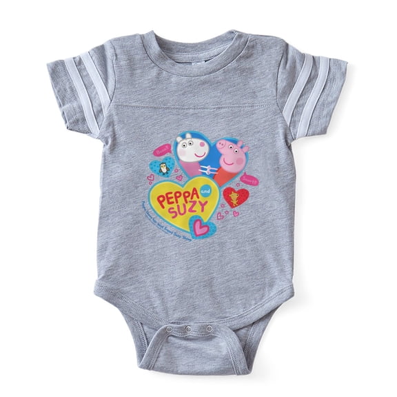 CafePress - Peppa Pig And Suzy Hearts - Cute Infant Baby Football Bodysuit
