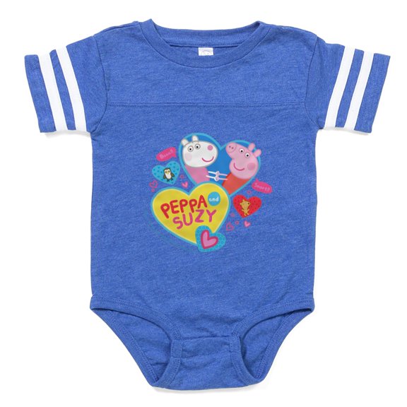 CafePress - Peppa Pig And Suzy Hearts - Cute Infant Baby Football Bodysuit