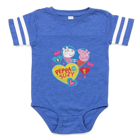 CafePress - Peppa Pig And Suzy Hearts - Cute Infant Baby Football Bodysuit