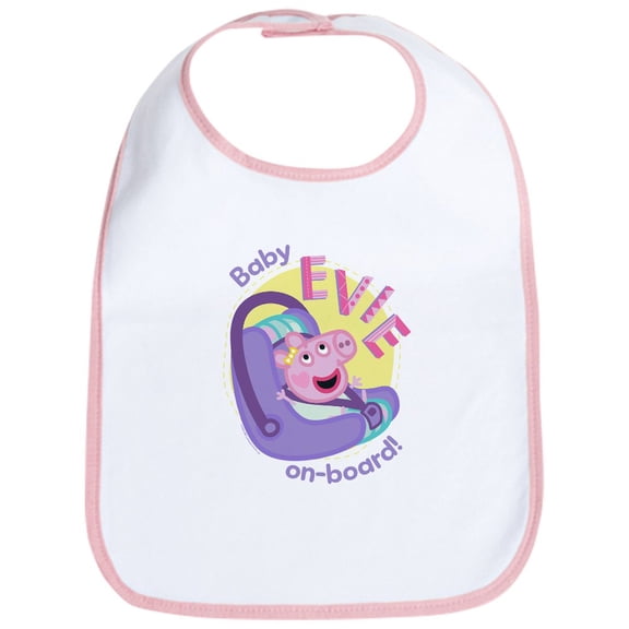 CafePress - Peppa Pig: Baby On Board! - Cute Cotton Cloth Baby Bib, Toddler Bib