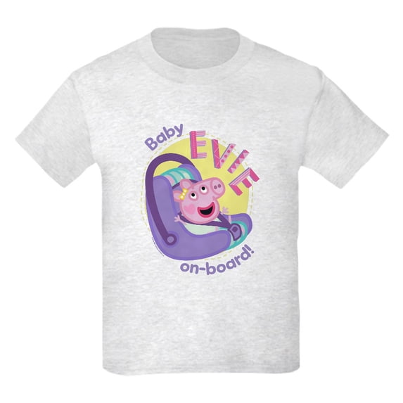 CafePress - Peppa Pig: Baby On Board! Kids T Shirt - Light Classic Kids Graphic, Short Sleeve T-Shirt, Sizes XS-XL