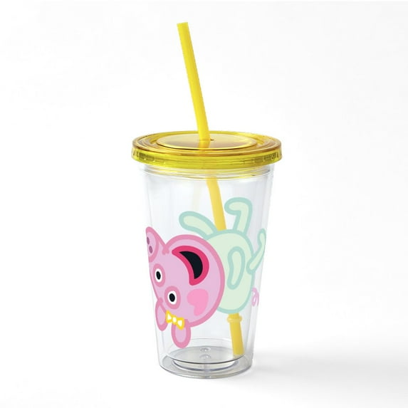 CafePress - Peppa Pig: Baby Pig - 16 Ounce Classic Clear Insulated Double Wall Tumbler Cup with Lid Straw , Reusable