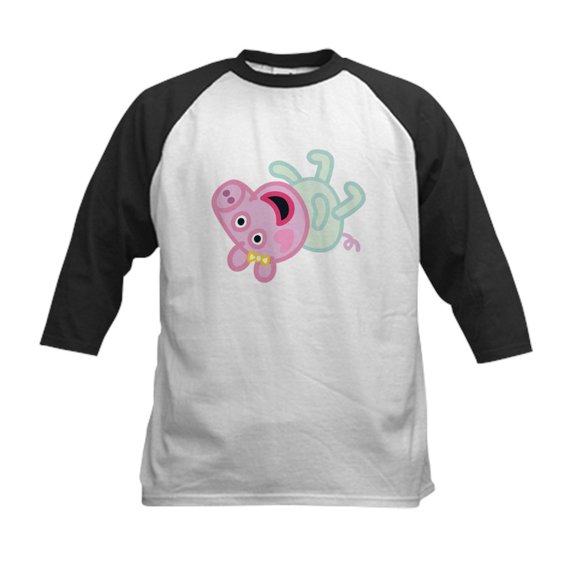 CafePress - Peppa Pig: Baby Pig Kids Baseball T Shirt - Kids Cotton Baseball Jersey, 3/4 Sleeve Shirt