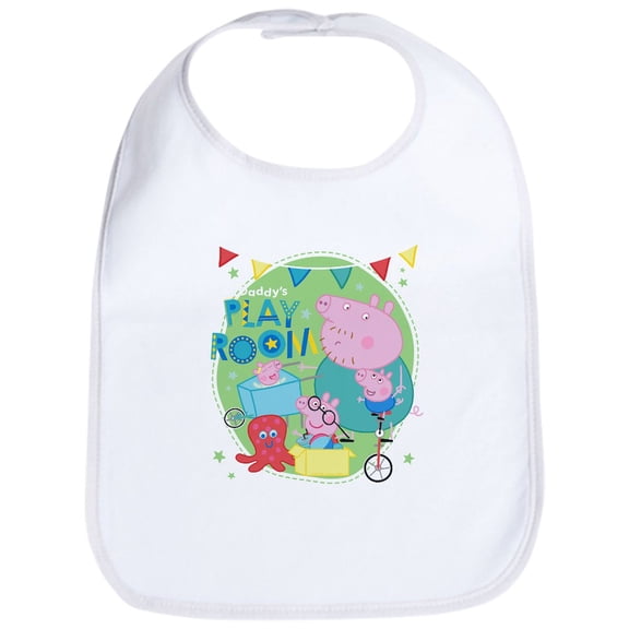 CafePress - Peppa Pig: Daddy's Play Room - Cute Cotton Cloth Baby Bib, Toddler Bib
