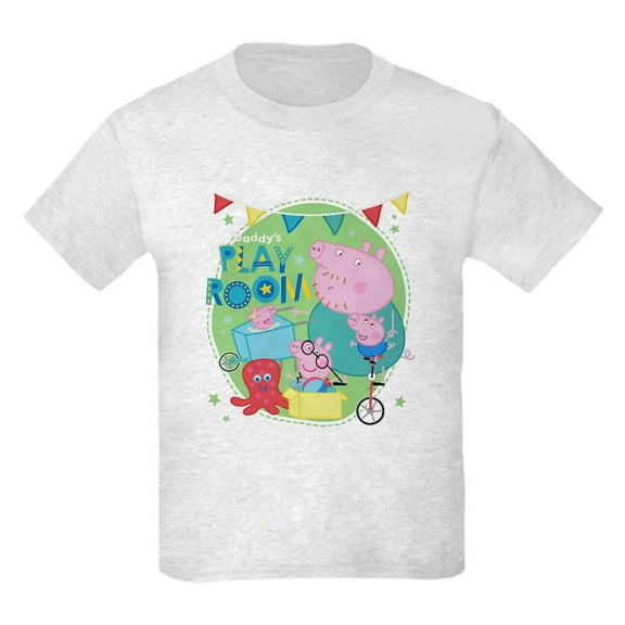 CafePress - Peppa Pig: Daddy's Play Room Kids T Shirt - Light Classic Kids Graphic, Short Sleeve T-Shirt, Sizes XS-XL