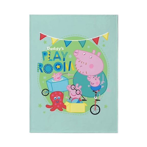 CafePress - Peppa Pig: Daddy's Play Room - Large Plush Fleece Throw Blanket, 80" L x 60" W