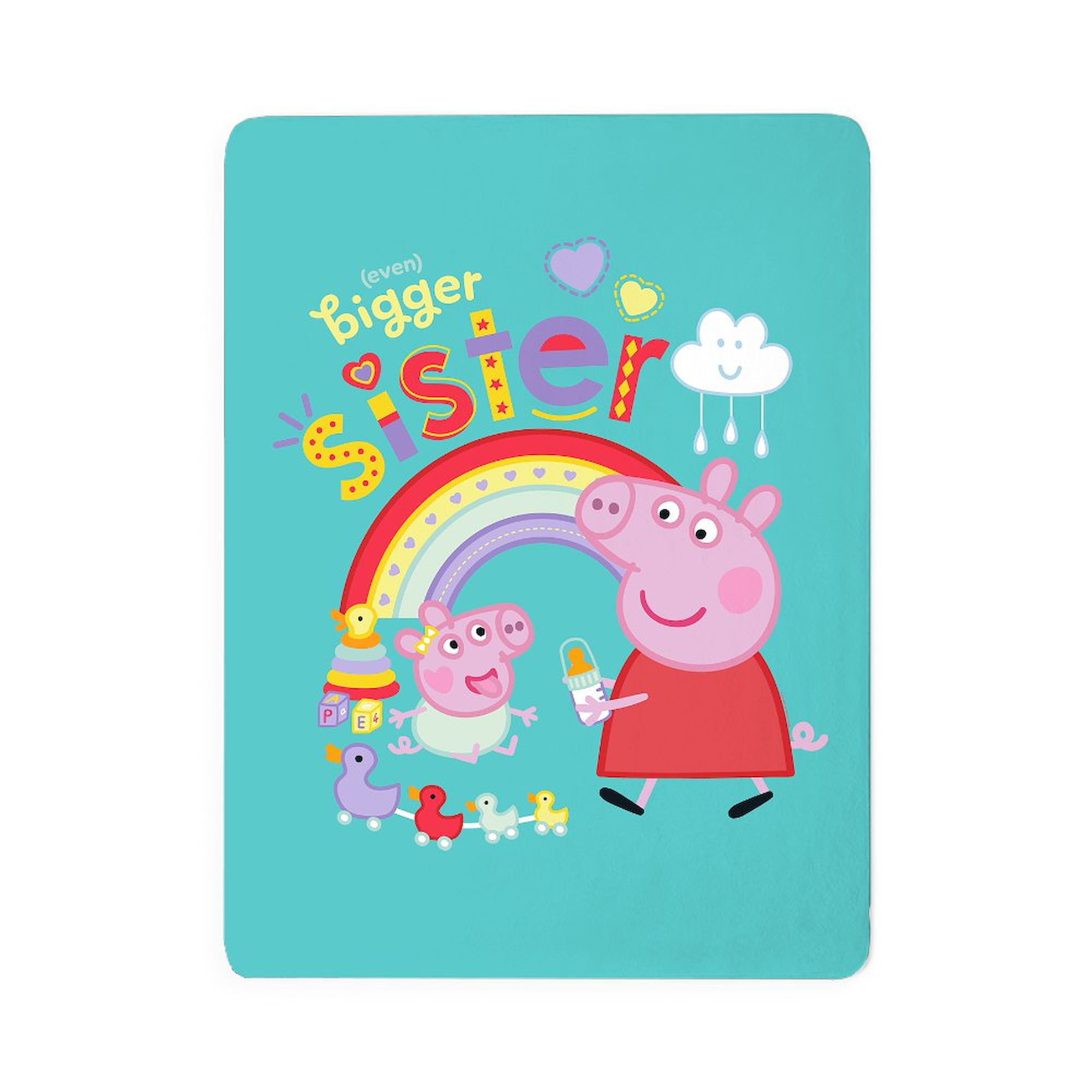 CafePress - Peppa Pig: Even Bigger Sister - Large Sherpa Fleece Throw Blanket 80" x 60"