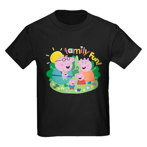 CafePress - Peppa Pig: Family Fun! Kids T Shirt - Dark T-Shirt Kids XS-XL