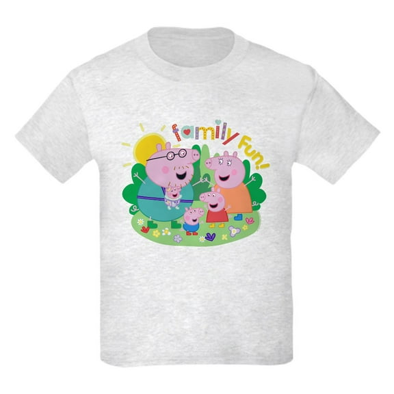 CafePress - Peppa Pig: Family Fun! Kids T Shirt - Light Classic Kids Graphic, Short Sleeve T-Shirt, Sizes XS-XL