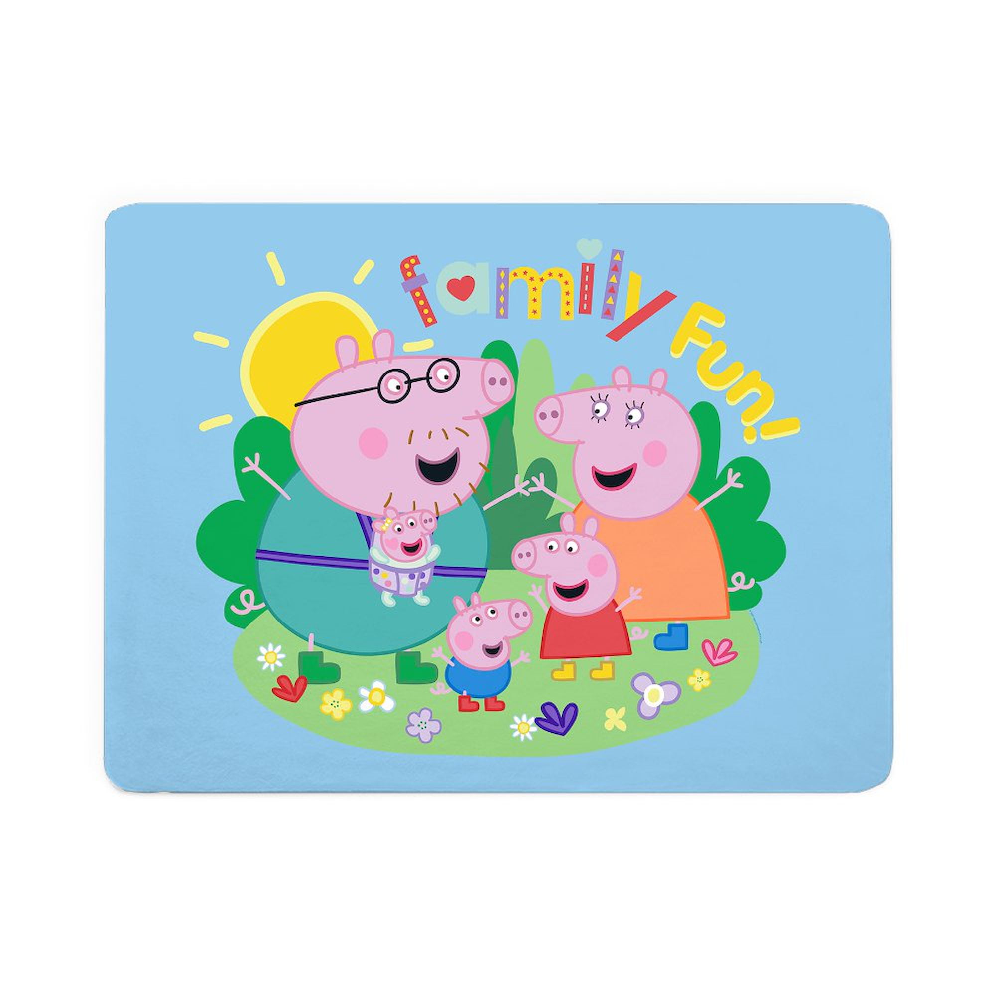 CafePress - Peppa Pig: Family Fun! - Large Sherpa Fleece Throw Blanket 80" x 60"