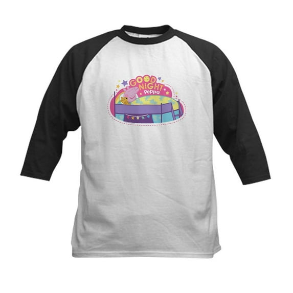 CafePress - Peppa Pig: Good Night Peppa Kids Baseball T Shirt - Kids Cotton Baseball Jersey, 3/4 Sleeve Shirt