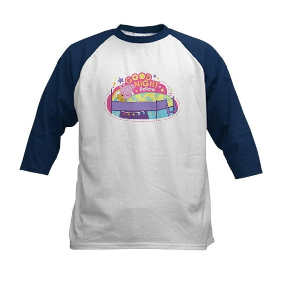 CafePress - Peppa Pig: Good Night Peppa Kids Baseball T Shirt - Kids Cotton Baseball Jersey, 3/4 Sleeve Shirt