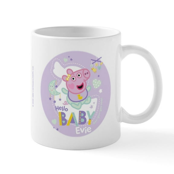 CafePress - Peppa Pig: Hello Baby Evie - 11 oz Ceramic Mug - Novelty Coffee Tea Cup
