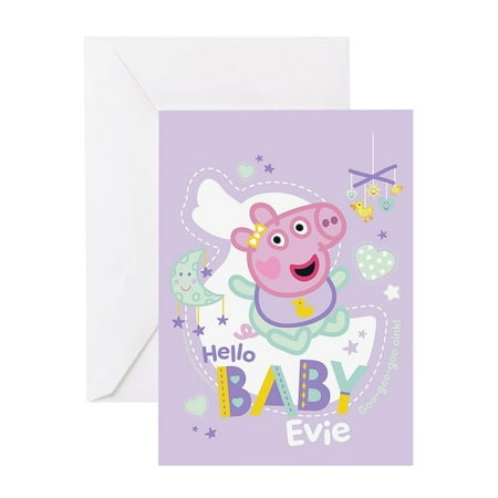 CafePress - Peppa Pig: Hello Baby Evie - Greeting Card, Blank Inside Glossy