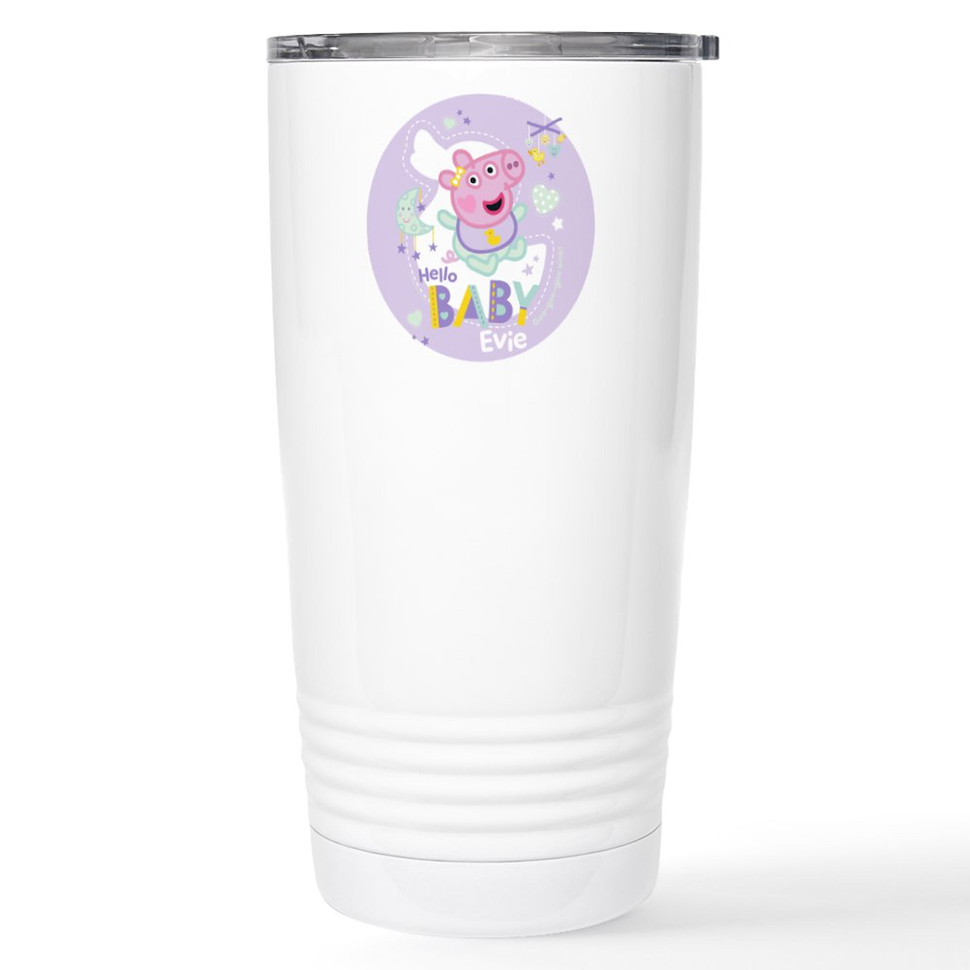 CafePress - Peppa Pig: Hello Baby Evie - Insulated Stainless Steel Travel Tumbler 20 oz.
