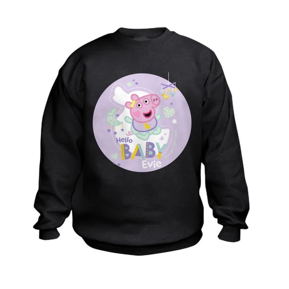 CafePress - Peppa Pig: Hello Baby Evie - Kids Sweatshirt, Youth Crew Neck Sweatshirt