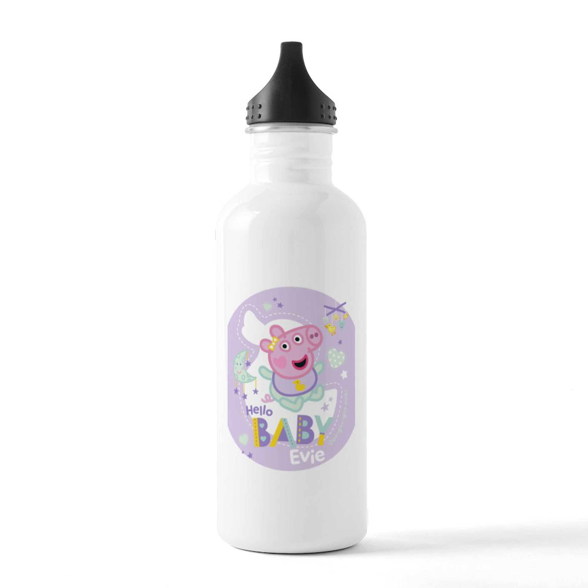 CafePress - Peppa Pig: Hello Baby Evie - Stainless Steel Water Bottle, Sports Bottle, 1.0L