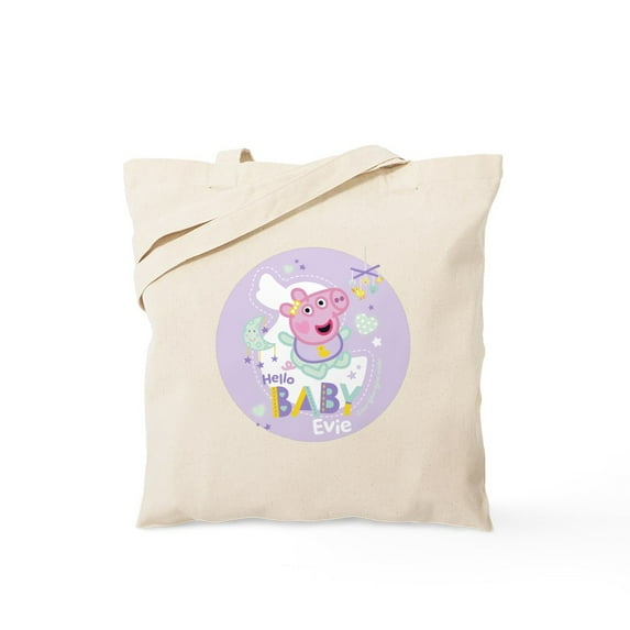 CafePress - Peppa Pig: Hello Baby Evie - Unisex Canvas Tote Bag, Beige, 1-Piece