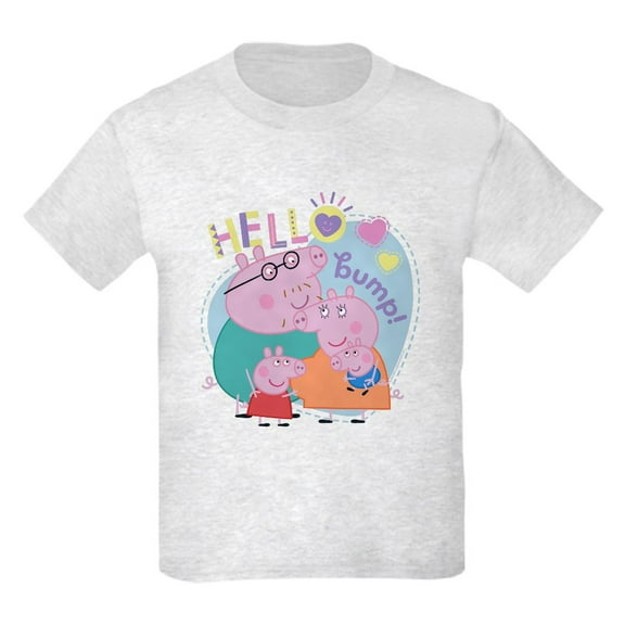 CafePress - Peppa Pig: Hello Bump! Kids T Shirt - Light Classic Kids Graphic, Short Sleeve T-Shirt, Sizes XS-XL
