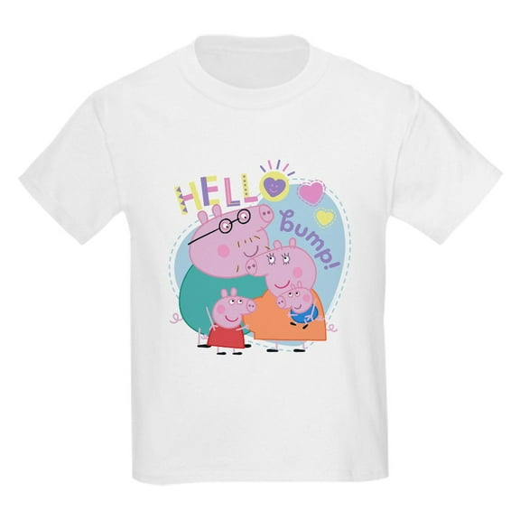 CafePress - Peppa Pig: Hello Bump! Kids T Shirt - Light Classic Kids Graphic, Short Sleeve T-Shirt, Sizes XS-XL