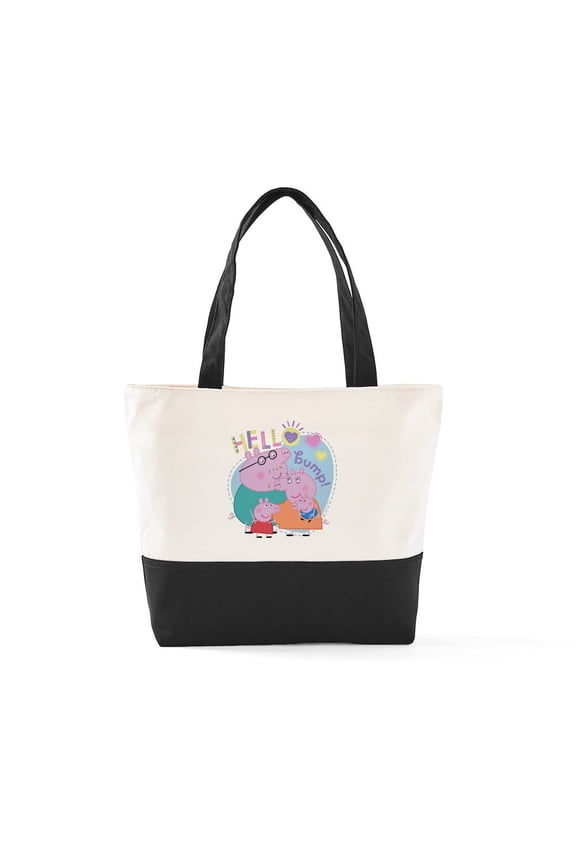 - Peppa Pig: Hello Bump! - Two Tone, 100% Cotton, Zipper Tote Bag
