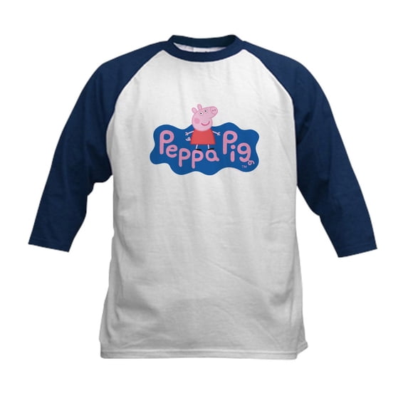 CafePress - Peppa Pig Kids Baseball T Shirt - Kids Cotton Baseball Jersey, 3/4 Sleeve Shirt