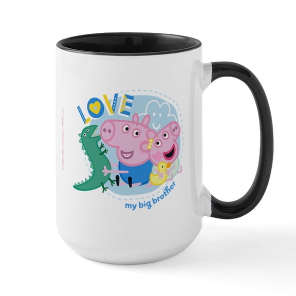 CafePress - Peppa Pig: Love My Big Brother - 15 oz Ceramic Large White Novelty Mug