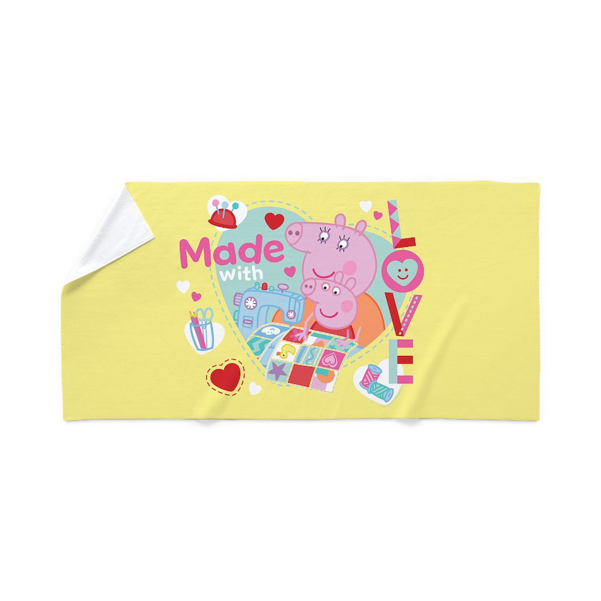 CafePress - Peppa Pig: Made With Love - Large Beach Towel, Soft 30"x60" Towel with Unique Design