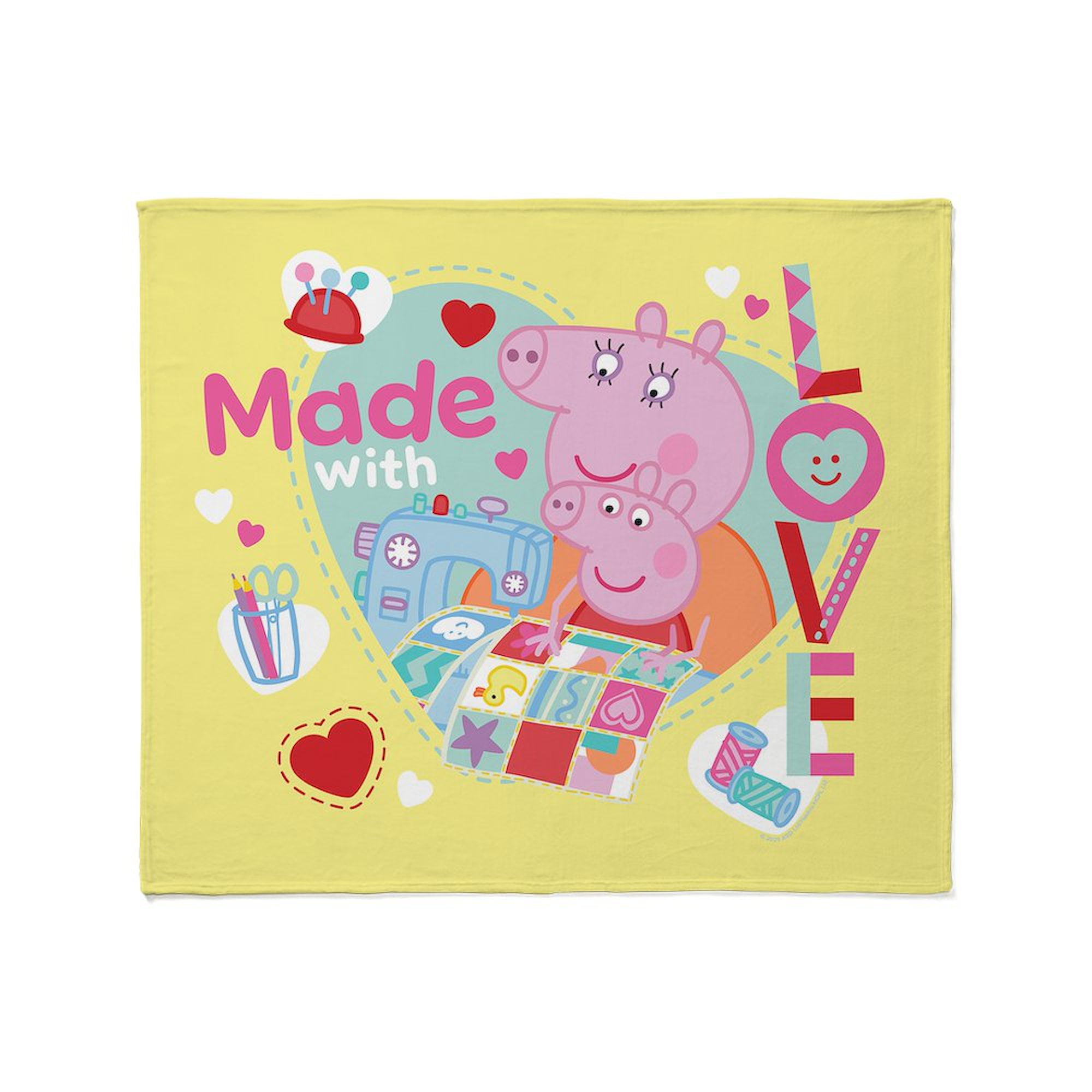CafePress - Peppa Pig: Made With Love - Soft Fleece Throw Blanket, 50"x60" for All Ages