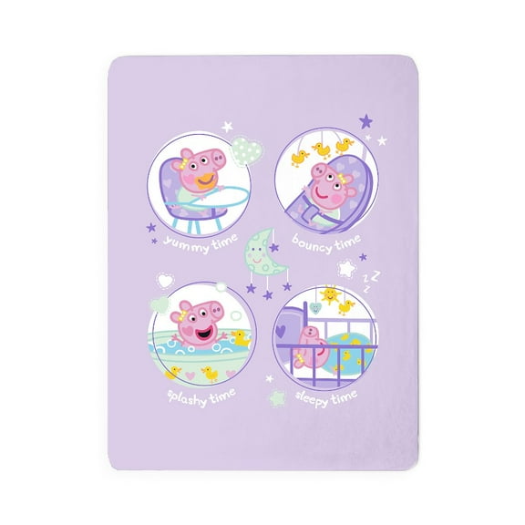 CafePress - Peppa Pig: Morning To Evening - Large Sherpa Fleece Throw Blanket 80" x 60"