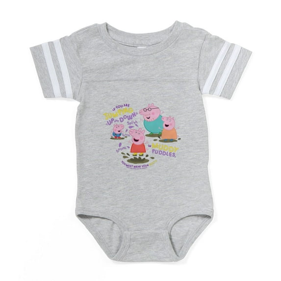 CafePress - Peppa Pig Muddy Puddles - Cute Infant Baby Football Bodysuit