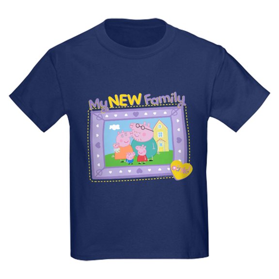 CafePress - Peppa Pig: My New Family Kids T Shirt - Dark T-Shirt Kids XS-XL