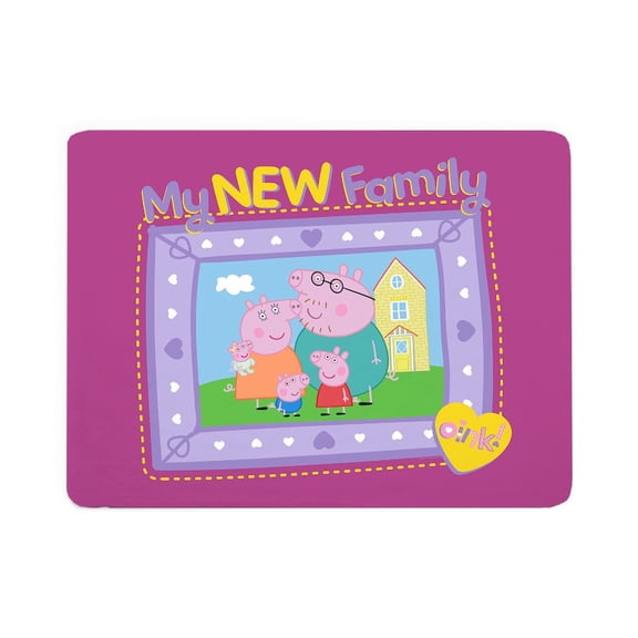 CafePress - Peppa Pig: My New Family - Large Sherpa Fleece Throw Blanket 80" x 60"