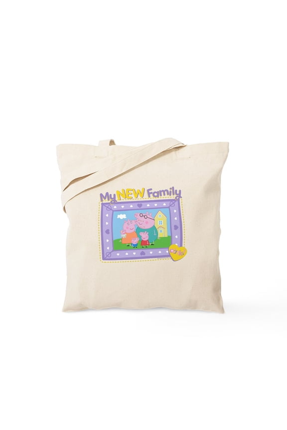 - Peppa Pig: My New Family - Unisex Canvas Tote Bag, Beige, 1-Piece