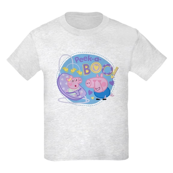 CafePress - Peppa Pig: Peek A BOO! Kids T Shirt - Light Classic Kids Graphic, Short Sleeve T-Shirt, Sizes XS-XL
