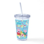 CafePress - Peppa Pig: Play Giggle Grow - 16 Ounce Classic Clear Insulated Double Wall Tumbler Cup with Lid Straw , Reusable