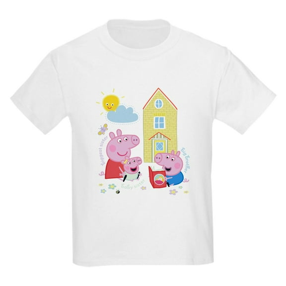 CafePress - Peppa Pig: Siblings Kids T Shirt - Light Classic Kids Graphic, Short Sleeve T-Shirt, Sizes XS-XL