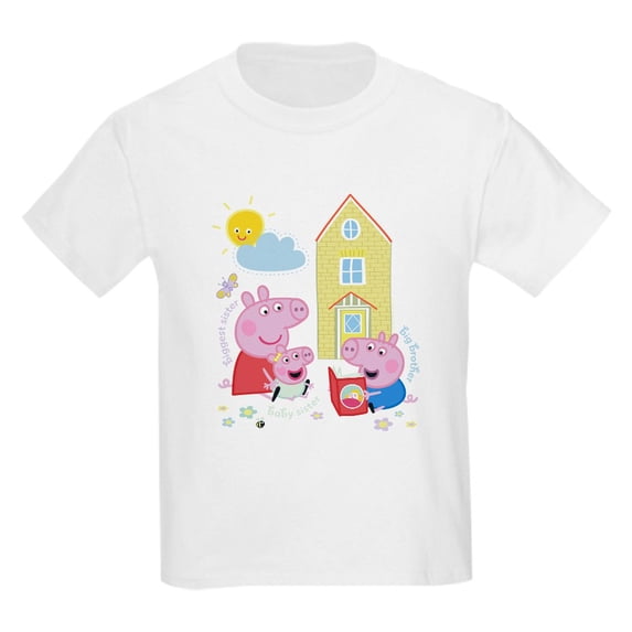 CafePress - Peppa Pig: Siblings Kids T Shirt - Light Classic Kids Graphic, Short Sleeve T-Shirt, Sizes XS-XL