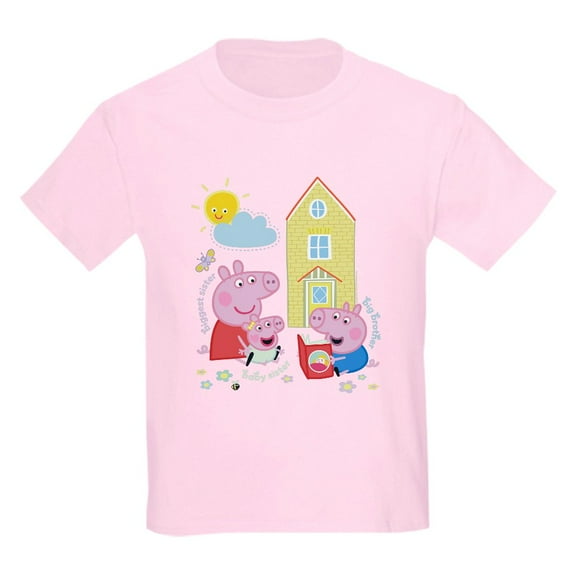 CafePress - Peppa Pig: Siblings Kids T Shirt - Light Classic Kids Graphic, Short Sleeve T-Shirt, Sizes XS-XL