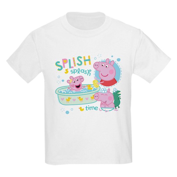 CafePress - Peppa Pig: Splish Splash Kids T Shirt - Light Classic Kids Graphic, Short Sleeve T-Shirt, Sizes XS-XL