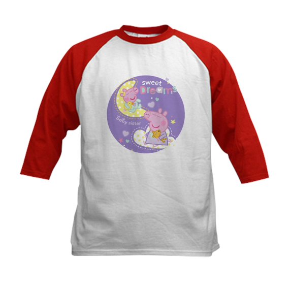 CafePress - Peppa Pig: Sweet Dreams Kids Baseball T Shirt - Kids Cotton Baseball Jersey, 3/4 Sleeve Shirt