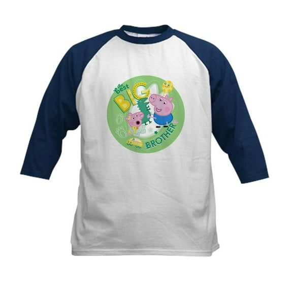 CafePress - Peppa Pig: The Best Big Brother Kids Baseball T Shirt - Kids Cotton Baseball Jersey, 3/4 Sleeve Shirt