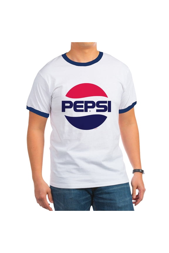- Pepsi 90S Logo Ringer T - 100% Cotton Ringed T-Shirt