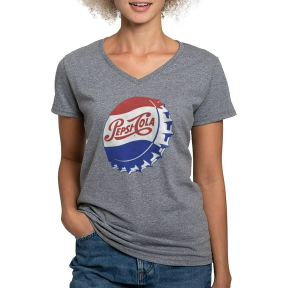 CafePress - Pepsi Bottle Cap Women's V Neck Dark T Shirt - Women's V-Neck Dark T-Shirt